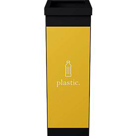 Wertstoffsammler Paperflow, Volumen 60 l, für Kunststoff, erweiterbar, L 363 x B 263 x H 760 mm, Polystyrol, gelb-schwarz