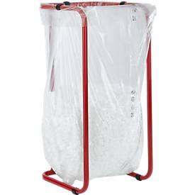 Wertstoffsammler, stationär, Volumen 200 l, mit Sackhaltern, L 460 x B 460 x H 970 mm, Stahlrohr pulverbeschichtet, karminrot RAL 3002