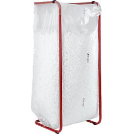 Wertstoffsammler, stationär, Volumen 800 l, mit Sackhaltern, L 720 x B 720 x H 1615 mm, Stahlrohr pulverbeschichtet, karminrot RAL 3002