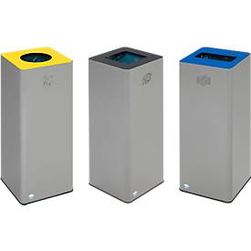 Wertstoffsammler VAR Quadro, 3-fach, Gesamtvolumen 210 l, Stahlblech verzinkt