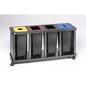 Wertstoffsammler VAR Tetris, als 4er-Station, mit Kunststoffbehältern, Stahl