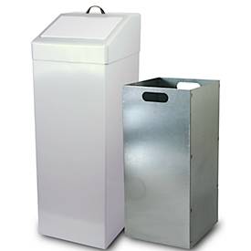 Wertstoffsammler, Volumen 87 l, mit Inneneimer, Stahl verzinkt, B 340 x T 380 x H 900 mm, weiß