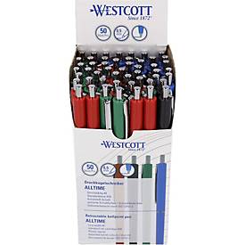 Westcott Kugelschreiber ALLTIME X20 farbig sortiert, dokumentenechte Tinte ISO 12757-2, M-Strichbreite, 50 Stück
