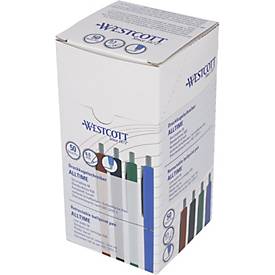 Westcott Kugelschreiber ALLTIME X20 farbig sortiert, dokumentenechte Tinte ISO 12757-2, M-Strichbreite, 50 Stück
