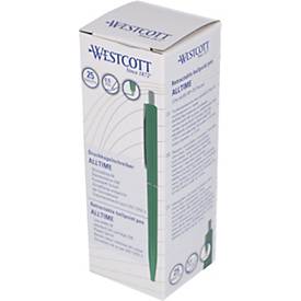 Westcott Kugelschreiber ALLTIME X20 grün, dokumentenechte Tinte ISO 12757-2, M-Strichbreite, 25 Stück
