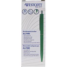 Westcott Kugelschreiber ALLTIME X20 grün, dokumentenechte Tinte ISO 12757-2, M-Strichbreite, 25 Stück
