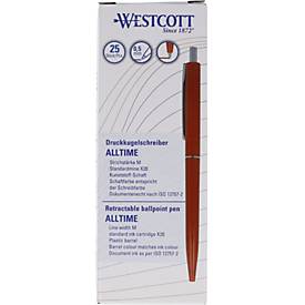 Westcott Kugelschreiber ALLTIME X20 rot, dokumentenechte Tinte ISO 12757-2, M-Strichbreite, 25 Stück
