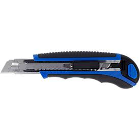 Westcott Sicherheitscutter Autoload, Softgrip-Griff, 18 mm, 5 Ersatzklingen, schwarz/blau