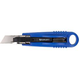 Westcott Sicherheitscutter mit zurückziehbarer Stahlklinge, 18 mm, blau
