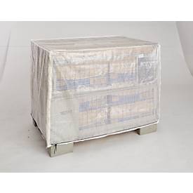 Wetterfeste Abdeckhaube für Gitterbox, 2 Reißverschlüsse, transparent