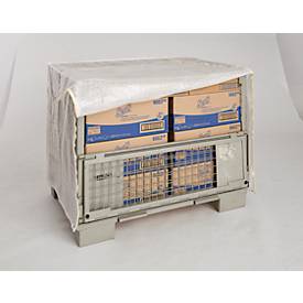 Wetterfeste Abdeckhaube für Gitterbox, 2 Reißverschlüsse, transparent