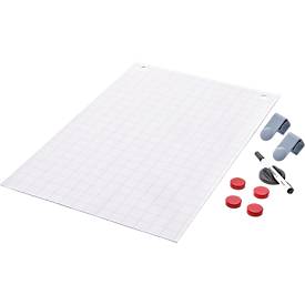 Whiteboard 2000 MAULpro, weiß beschichtet, magnethaftend, B 1200 x H 900 mm + 9-teiliges Zubehör-Set