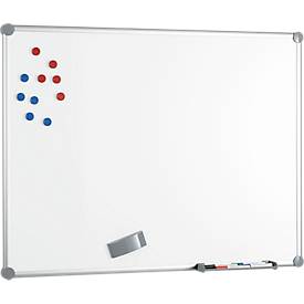 Whiteboard 2000 MAULpro, weiß kunststoffbeschichtet, magnethaftend, Rahmen platingrau, B 1200 x H 900 mm + 15-teiliges Zubehör-Set