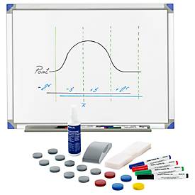 Schäfer Shop Select Whiteboard 90120 - aluminium frame - geëmailleerd - 1200 x 900 mm + set van accessoires gratis - ons merk 