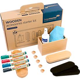 Whiteboard Legamaster UNITE, magnetisch, Markerablage, B 1200 x T 12,6 x H 900 mm, emaillierter Keramikstahl, weiß, inkl. Whiteboard Zubehör Set WOODEN, 17-teilig