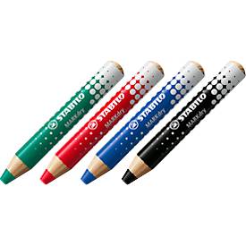 Whiteboard Marker Stabilo MarkDry, Rundpsitze, 1-10 mm, schnell trocknend, 4er Etui, schwarz/blau/rot/grün