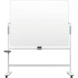Whiteboard Nobo Move & Meet, Stiftablage, horizontaler Drehpunkt, feststellbare Rollen, B 1500 x H 1200 mm, weiß