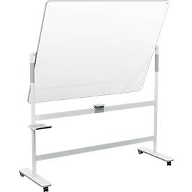Whiteboard Nobo Move & Meet, Stiftablage, horizontaler Drehpunkt, feststellbare Rollen, B 1500 x H 1200 mm, weiß