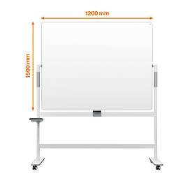 Whiteboard Nobo Move & Meet, Stiftablage, horizontaler Drehpunkt, feststellbare Rollen, B 1500 x H 1200 mm, weiß