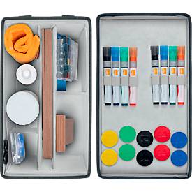 Whiteboard-Zubehörtasche Nobo, mit Inhalt, magnetischer Deckel, zusammenklappbar, bis 8 kg, B 299 x T 355 x H 230 mm, Recyclingstoff, anthrazitgrau