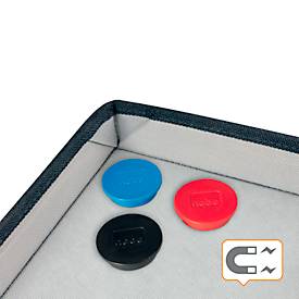 Whiteboard-Zubehörtasche Nobo, mit Inhalt, magnetischer Deckel, zusammenklappbar, bis 8 kg, B 299 x T 355 x H 230 mm, Recyclingstoff, anthrazitgrau