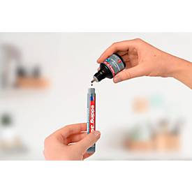 Whiteboardmarker Edding 361, Schreibfarbe Blau, Rundspitze, Strichstärke 1 mm, trocken abwischbar, mit Kappe und Clip, nachfüllbar, 10 Stück