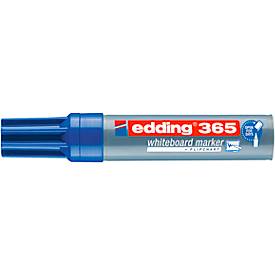 Whiteboardmarker Edding 365, Schreibfarbe Blau, Keilspitze, Strichstärke 2-7 mm, trocken abwischbar, mit Kappe, nachfüllbar, 10 Stück