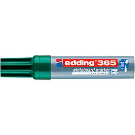 Whiteboardmarker Edding 365, Schreibfarbe Grün, Keilspitze, Strichstärke 2-7 mm, trocken abwischbar, mit Kappe, nachfüllbar, 10 Stück