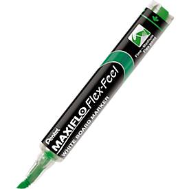 Whiteboardmarker Pentel Maxiflo Flex-Feel, Rundspitze mit variabler Strichstärke, integriertes Pumpsystem, Schreibfarbe grün, 12 Stück