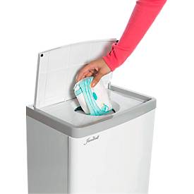 Windeleimer Janibell Diaper Pail, Volumen 43 l, mit Fußpedal & Doppeldeckel, L 140 x B 292 x H 422 mm, ABS-Kunststoff, weiß