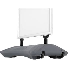 WindPro® GO Kundenstopper silber, doppelseitig, 33 mm, 19‑L Fuß, Stahlfedern, PET, 572×819 mm