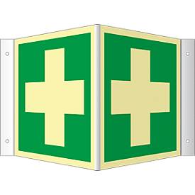 Winkelschild mit Erste Hilfe-Symbol