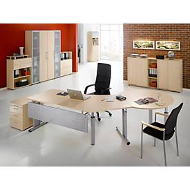 Winkelschreibtisch 135° ALICANTE, C-Fuß, Ansatz links, B 2166 x T 800 x H 680-820 mm, Ahorn-Dekor