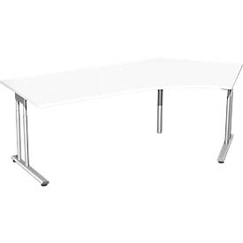 Winkelschreibtisch 135° PALENQUE, C-Fuß, manuelle Höhenverstellung, Winkel rechts, B 2165 x T