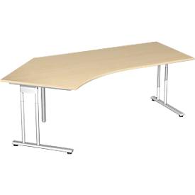 Winkelschreibtisch 135° PALENQUE, C-Fuß, Winkel links, B 2165 x T 800/1130 x H 720 mm, Ahorn