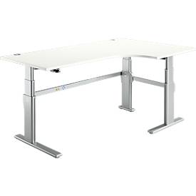 Winkelschreibtisch 90° Komfort, Ansatz links/rechts, 2-stufig elektr. höhenverstellbar, B 2000 mm