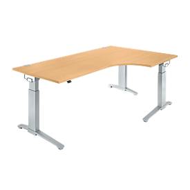 Winkelschreibtisch 90° PLANOVA ERGOSTYLE, Ansatz links/rechts, 1-stufig elektrisch h.verstellbar, B 2000 mm