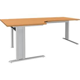 Winkelschreibtisch 90° PLANOVA ERGOSTYLE, Ansatz links/rechts, 2-stufig elektrisch h.verstellbar, B 2000 mm