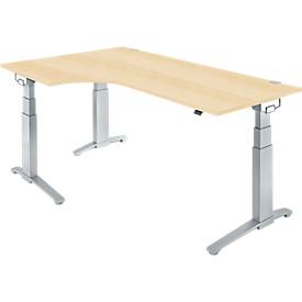 Winkelschreibtisch 90° PLANOVA ERGOSTYLE, Ansatz links/rechts, 2-stufig elektrisch h.verstellbar, B 2000 mm