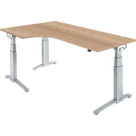 Winkelschreibtisch 90° PLANOVA ERGOSTYLE, Ansatz links/rechts, 2-stufig elektrisch h.verstellbar, B 2000 mm