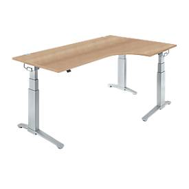 Winkelschreibtisch 90° PLANOVA ERGOSTYLE, Ansatz links/rechts, 2-stufig elektrisch h.verstellbar, B 2000 mm