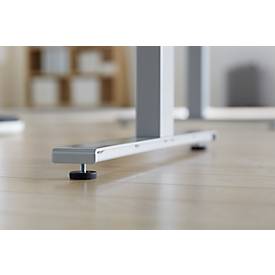 Winkelschreibtisch AERO FLEX, elektrisch höhenverstellbar, 90° Winkel, T-Fuß, B 2000 x T 2000 mm, Ahorn/weißalu + Memorypanel