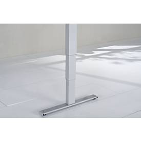 Winkelschreibtisch AERO FLEX, elektrisch höhenverstellbar, 90° Winkel, T-Fuß, B 2000 x T 2000 mm, lichtgrau/weißalu + Memorypanel