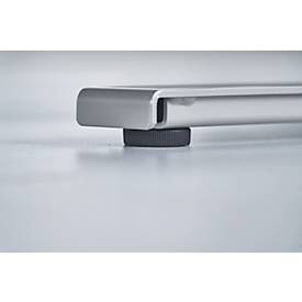 Winkelschreibtisch AERO FLEX, elektrisch höhenverstellbar, 90° Winkel, T-Fuß, B 2000 x T 2000 mm, lichtgrau/weißalu + Memorypanel