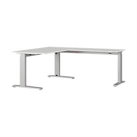 Winkelschreibtisch Agenda, mech. höhenverstellbar, B 1600 x T 1930 x H 680-880 mm, lichtgrau