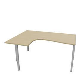 Winkelschreibtisch ARLON-OFFICE, 4-Fuß, Ansatz links, B 1600 x T 1200 x H 730 mm, Eiche-Dekor
