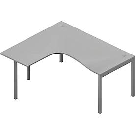Winkelschreibtisch ARLON-OFFICE, 4-Fuß, Ansatz links, B 1600 x T 1200 x H 730 mm, lichtgrau