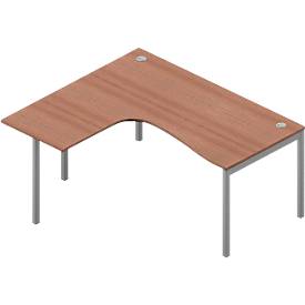 Winkelschreibtisch ARLON-OFFICE, 4-Fuß, Ansatz links, B 1600 x T 1200 x H 730 mm, Nuss Canaletto