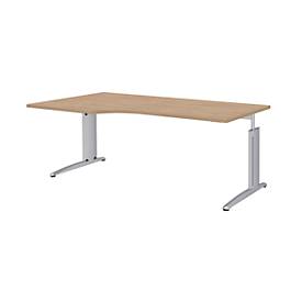 Winkelschreibtisch BARI, 90°, Form A, Winkel links, C-Fuß, B 2000 x T 800 mm, Eiche-Dekor