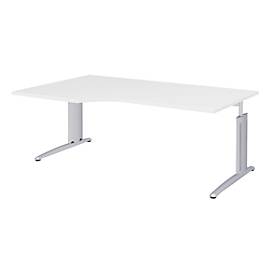 Winkelschreibtisch BARI, 90°, Form A, Winkel links, C-Fuß, B 2000 x T 800 mm, weiß